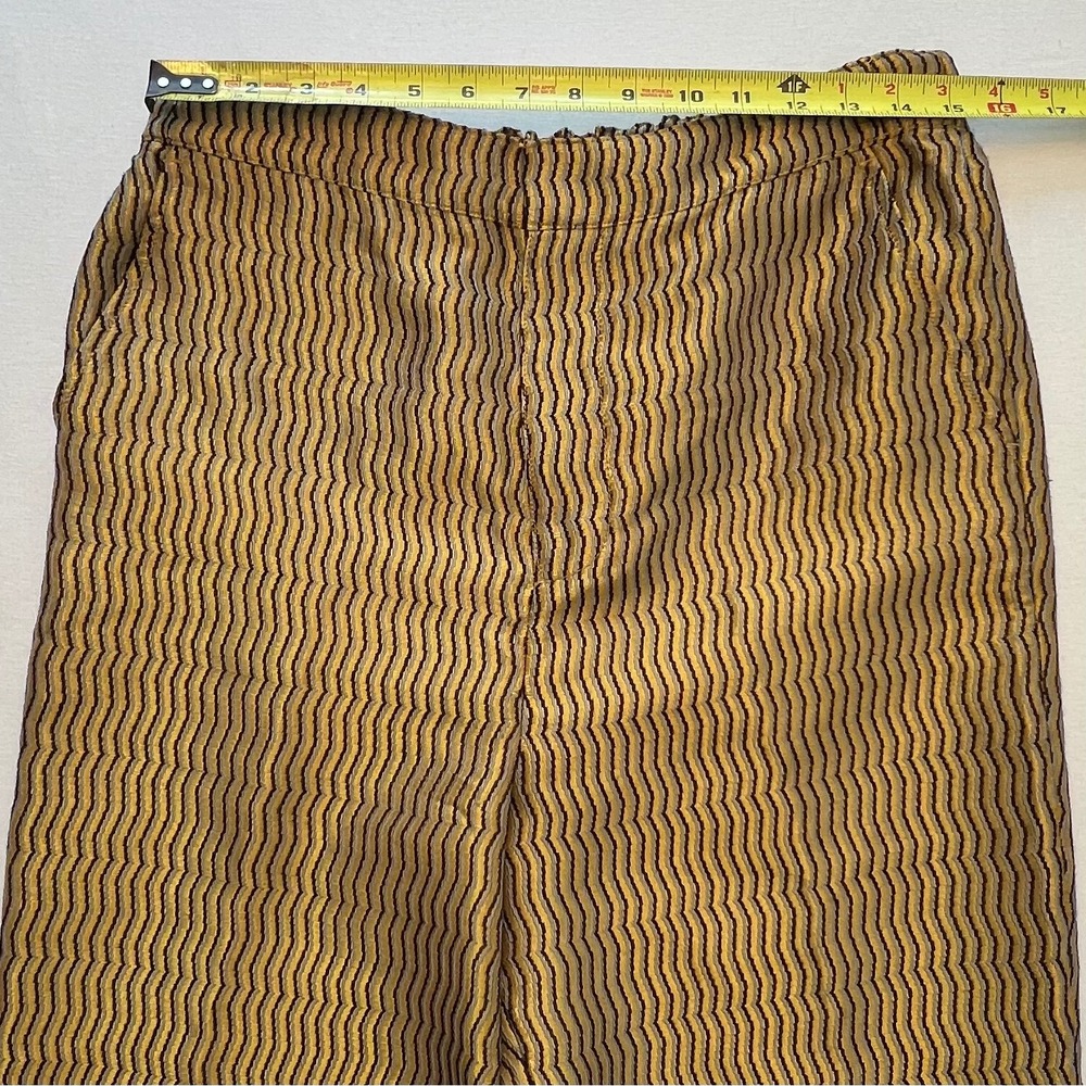 Maeve‎ Anthropologie Gold Metallic Wavy Stripe High Waist Cropped Pants Size M - Picture 7 of 13